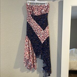 Floral Patchwork Asymmetrical Skirt